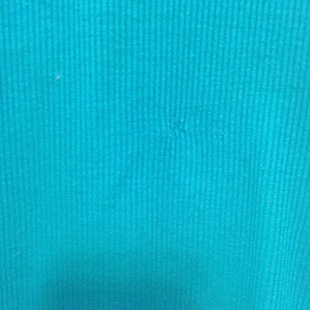 Turquoise Zip Down Ruffle Ribbed Top - Picture 5 of 6